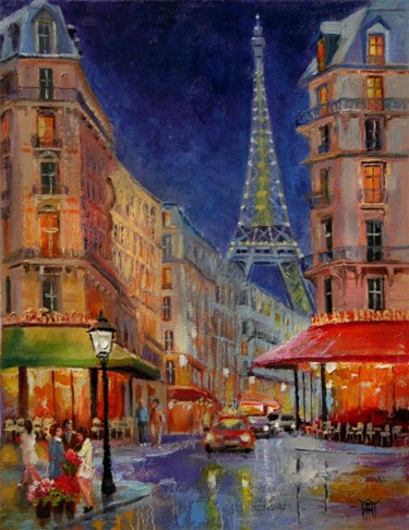 Painting titled ""Rue Francaise" by…" by Andre, Yary, & Peter Dluhos, Original Artwork, Oil
