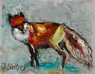 Pittura intitolato ""The Sly One" fox b…" da Andre, Yary, & Peter Dluhos, Opera d'arte originale, Olio
