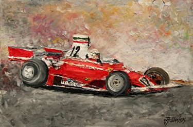 Schilderij getiteld ""Niki Lauda 312T" b…" door Andre, Yary, & Peter Dluhos, Origineel Kunstwerk, Olie