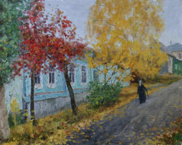 Autumn In Yelets. Original Urban Oil Painting Painting titled "Autumn In Yelets. O…" by Nikolay Dmitriev, Original Art, Oil Mounted on Stretcher frame