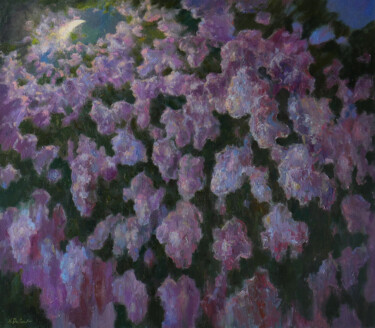 Картина под названием "May Night In The Bl…" - Nikolay Dmitriev, Подлинное произведение искусства, Масло Установлен на Дерев…