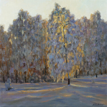 Painting titled "Winter Sunlight. Or…" by Nikolay Dmitriev, Original Artwork, Oil Mounted on Wood Stretcher frame