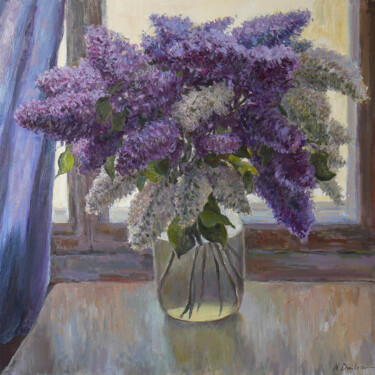 Painting titled "The Lush Bouquet Of…" by Nikolay Dmitriev, Original Artwork, Oil Mounted on Wood Stretcher frame