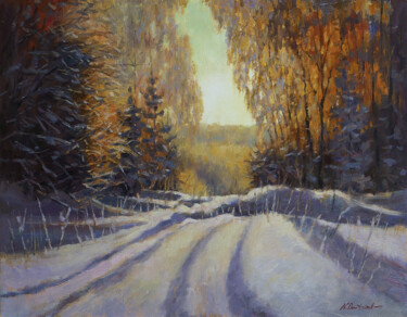 Картина под названием "The Golden Sunrise…" - Nikolay Dmitriev, Подлинное произведение искусства, Масло Установлен на Деревя…