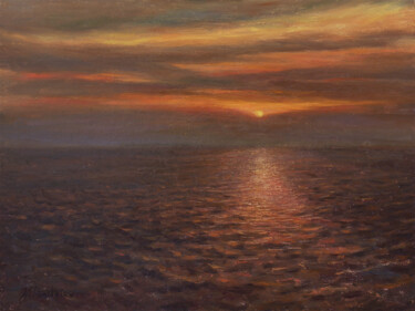 "Sunset On The Sea -…" başlıklı Tablo Nikolay Dmitriev tarafından, Orijinal sanat, Petrol Karton üzerine monte edilmiş