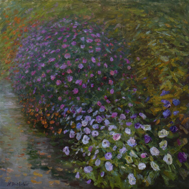 Painting titled "Autumn Flowers pain…" by Nikolay Dmitriev, Original Artwork, Oil Mounted on Wood Stretcher frame