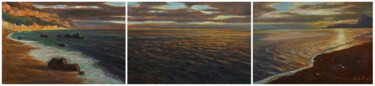 Peinture intitulée "Three Sea Paintings…" par Nikolay Dmitriev, Œuvre d'art originale, Huile Monté sur Châssis en bois