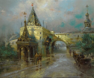 Peinture intitulée ""Владимирские ворот…" par Dmitrii Balakhonov, Œuvre d'art originale, Huile