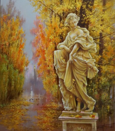 Painting titled "Летний сад , золота…" by Dmitrii Balakhonov, Original Artwork, Oil