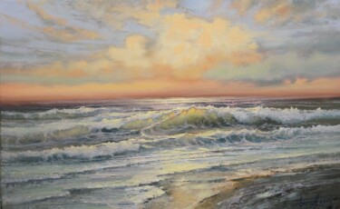 Painting titled "Cloud over the sea…" by Dmitrii Balakhonov, Original Artwork, Oil