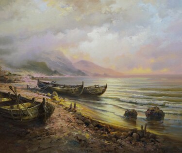 Malerei mit dem Titel "Fishing coast" von Dmitrii Balakhonov, Original-Kunstwerk, Öl