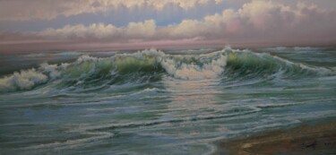 Painting titled "Surf on the sea Pai…" by Dmitrii Balakhonov, Original Artwork, Oil Mounted on Wood Stretcher frame