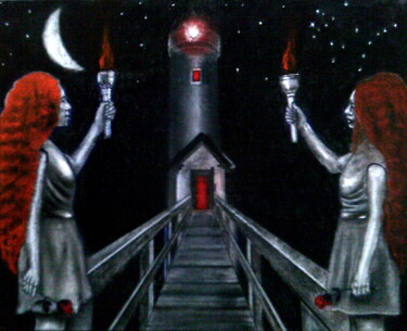 Картина под названием "Призрачный маяк. Бл…" - Дмитрий Илларионов, Подлинное произведение искусства, Древесный уголь
