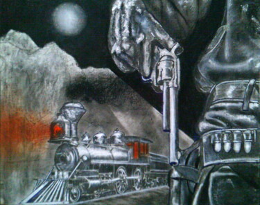 Pintura titulada "Дикий Запад" por Dmitrii Illarionov, Obra de arte original, Carbón