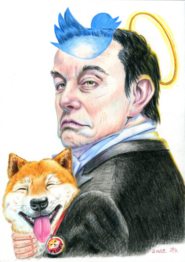 Картина под названием "Caricature "St. Elo…" - Dmitrii Kastalskii, Подлинное произведение искусства, Цветные карандаши