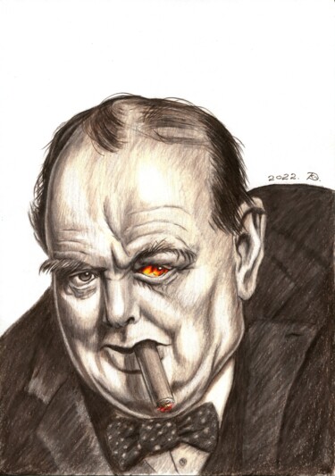Рисунок под названием "Caricature "Winston…" - Dmitrii Kastalskii, Подлинное произведение искусства, Цветные карандаши