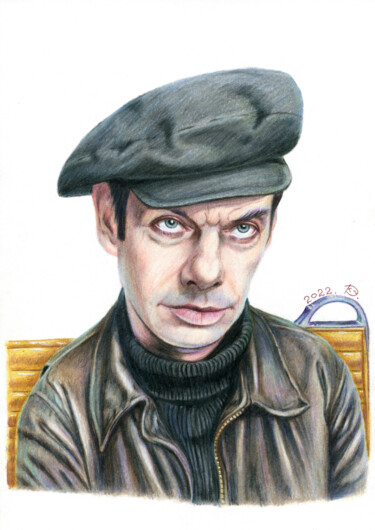 Disegno intitolato "Caricature "Alexey…" da Dmitrii Kastalskii, Opera d'arte originale, Matite colorate