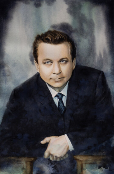 绘画 标题为“Portrait of Soviet…” 由Dmitrii Kastalskii, 原创艺术品, 水彩