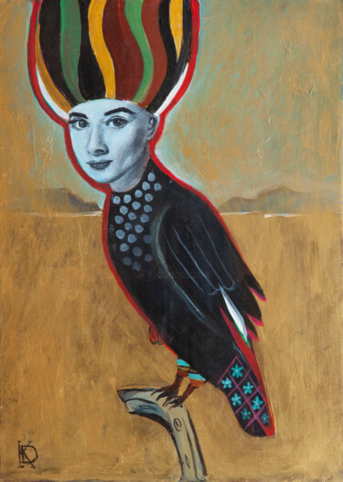 Картина под названием "Одри - птица феникс" - Dmitrii Konochkin, Подлинное произведение искусства, Масло