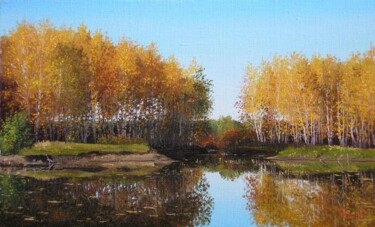 Картина под названием "Пейзаж с отражением" - Дмитрий Репин, Подлинное произведение искусства, Масло