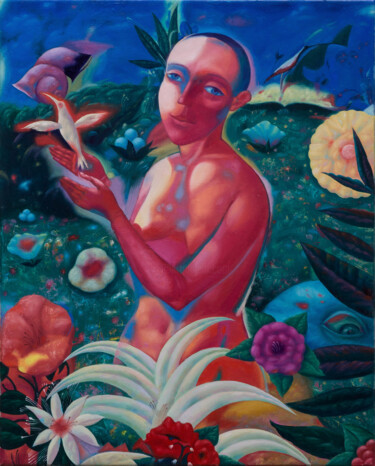 Pintura titulada "Eva with white berd…" por Dmitrii Ryzhikov, Obra de arte original, Oleo Montado en Bastidor de camilla de…