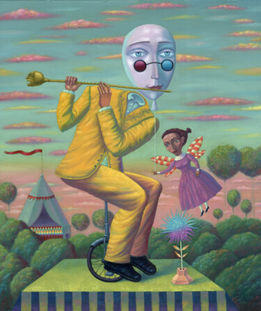 Картина под названием "Illusionist (II)" - Dmitrii Ryzhikov, Подлинное произведение искусства, Масло Установлен на Деревянна…