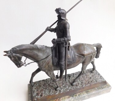 Sculptuur getiteld "Knight on horse bro…" door Dmitriy Shevchuk, Origineel Kunstwerk, Bronzen