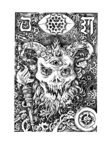 XV The Devil Desenho intitulada "XV The Devil" por Дмитрий Хась, Obras de arte originais, Caneta de gel
