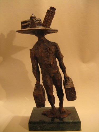 Sculpture titled "путешественник" by Dmitrii Morozov, Original Artwork, Bronze Mounted on Other rigid panel
