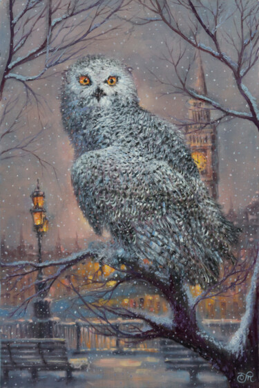 Peinture intitulée "Winter in London" par Dmitrij Tikhov, Œuvre d'art originale, Huile Monté sur Châssis en bois