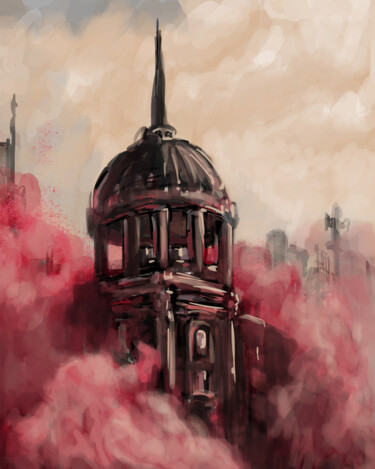 Artes digitais intitulada "Red fog #1" por Dmitriy Gayun, Obras de arte originais, Trabalho Digital 2D