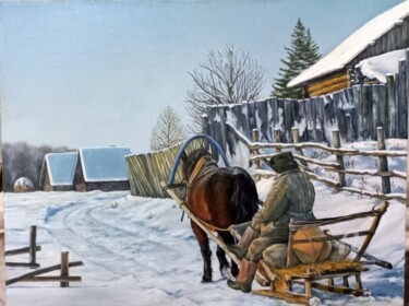 Ζωγραφική με τίτλο "Зима" από Dmitriy Pokanevich, Αυθεντικά έργα τέχνης, Λάδι
