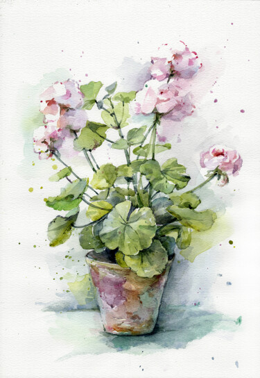 Schilderij getiteld "Watercolour flowers…" door Dmitriy Shvetsov, Origineel Kunstwerk, Aquarel