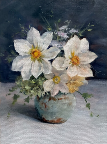 Malerei mit dem Titel "bouquet of flowers…" von Dmitriy Shvetsov, Original-Kunstwerk, Öl