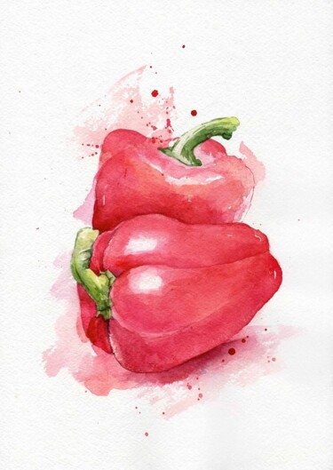 Painting titled "pepper watercolor" by Dmitriy Shvetsov, Original Artwork, Watercolor