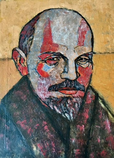 Peinture intitulée "Портрет В.И.Ленина" par Dmitriy Trubin, Œuvre d'art originale, Huile