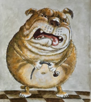 Картина под названием "английский бульдог" - Dmitriy Trubin, Подлинное произведение искусства
