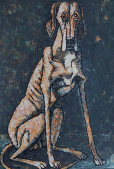 Painting titled "грустный пес" by Dmitriy Trubin, Original Artwork