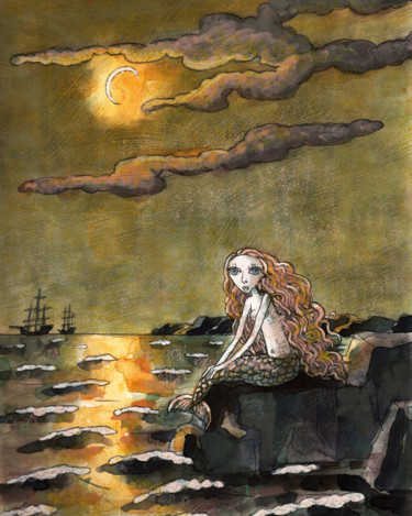 Картина под названием "русалочка" - Dmitriy Trubin, Подлинное произведение искусства