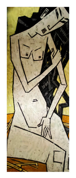 Peinture intitulée "Nude on a gold back…" par Dmitriy Trubin, Œuvre d'art originale, Acrylique