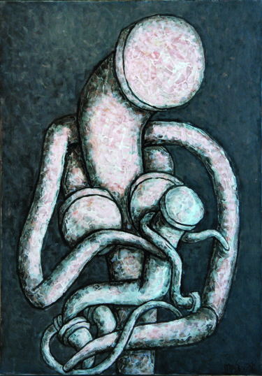 Картина под названием "Дама с горностаем…" - Dmitriy Trubin, Подлинное произведение искусства, Акрил