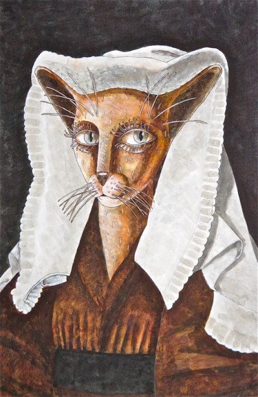 Картина под названием "Katze / chat / cat…" - Dmitriy Trubin, Подлинное произведение искусства, Масло