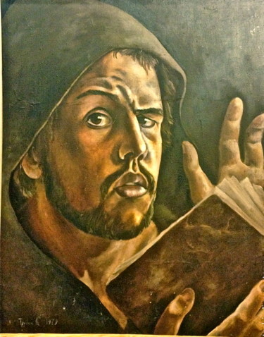 Картина под названием "self-portrait" - Dmitriy Trubin, Подлинное произведение искусства, Масло Установлен на Деревянная рам…