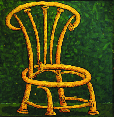 Painting titled "Chair of yellow nai…" by Dmitriy Trubin, Original Artwork, Oil