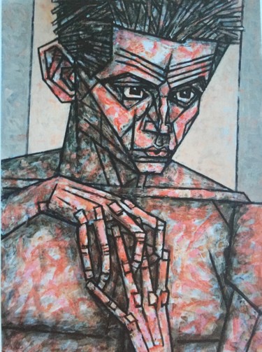 Peinture intitulée "Egon Schiele / Э́гон…" par Dmitriy Trubin, Œuvre d'art originale