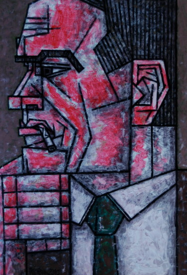 Peinture intitulée "ЛИНЕАРНЫЙ ПОРТРЕТ В…" par Dmitriy Trubin, Œuvre d'art originale, Acrylique