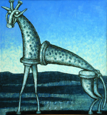 Картина под названием "Жираф по Пиросмани…" - Dmitriy Trubin, Подлинное произведение искусства, Акрил
