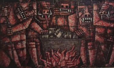 Картина под названием "ПЯТЬ ДЬЯВОЛОВ И КОТ…" - Dmitriy Trubin, Подлинное произведение искусства