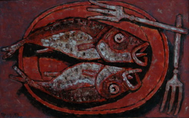 Painting titled "fish / Fisch / рыбы…" by Dmitriy Trubin, Original Artwork