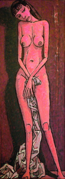 Картина под названием "ЖЕНЩИНА С БЕЛОЙ ТКА…" - Dmitriy Trubin, Подлинное произведение искусства